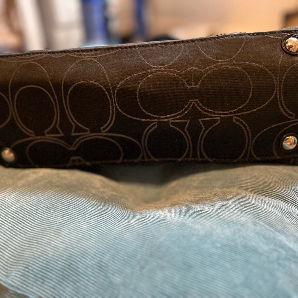Coach Y2K 15402 Mia Black Signature Satin Shoulder Bag with Silver Accents - Picture 5 of 16